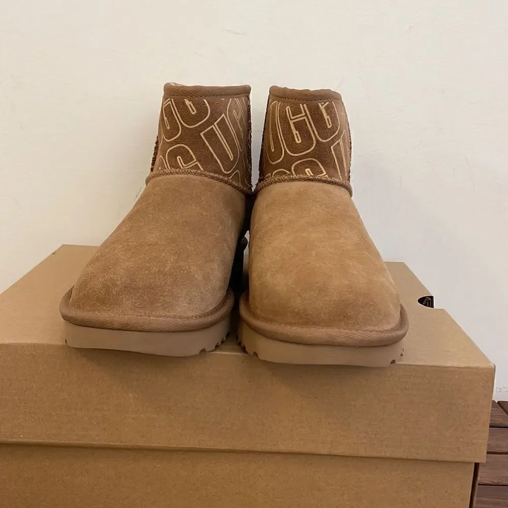 UGG Classic Mini II UGG Graphic Boots Chestnut USA Women Size 6/UK 4/EU 37